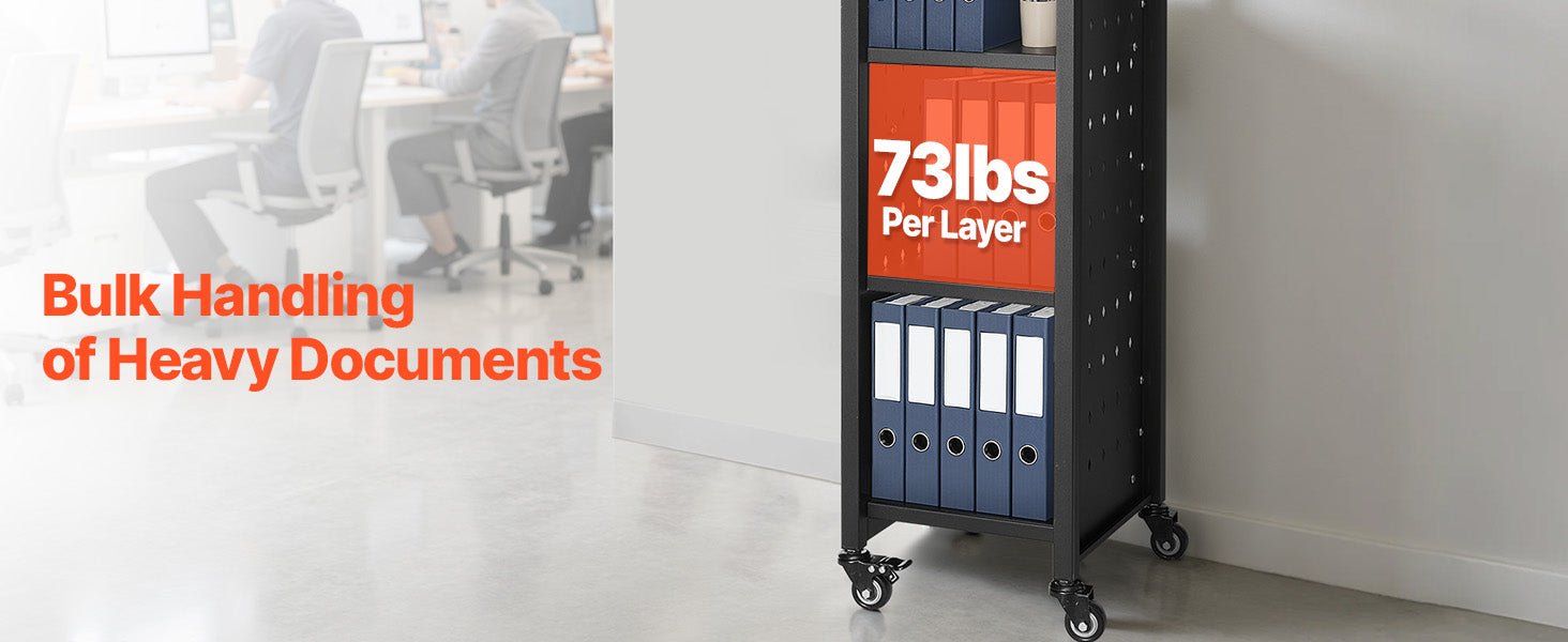 3-Tier Rolling Book Cart with Lockable Wheels, 220 lb Capacity