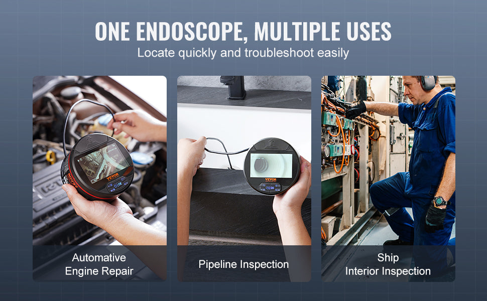 Triple Lens Borescope Camera with 4.3" IPS Screen