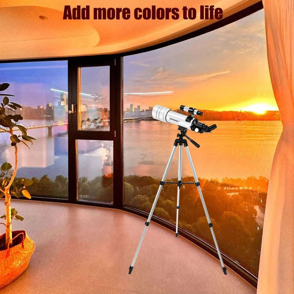 BORWOLF 70400 Astronomical Telescope with 70mm Lens-White