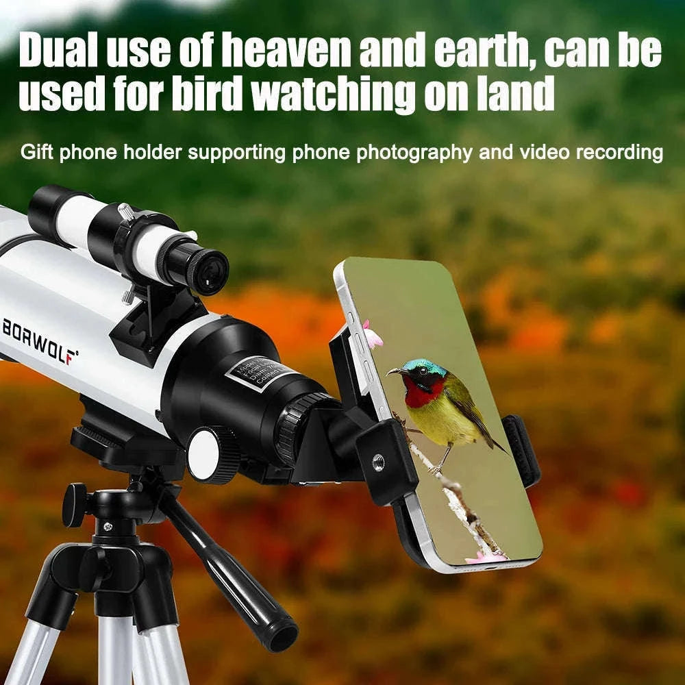 BORWOLF 70400 Astronomical Telescope with 70mm Lens-White
