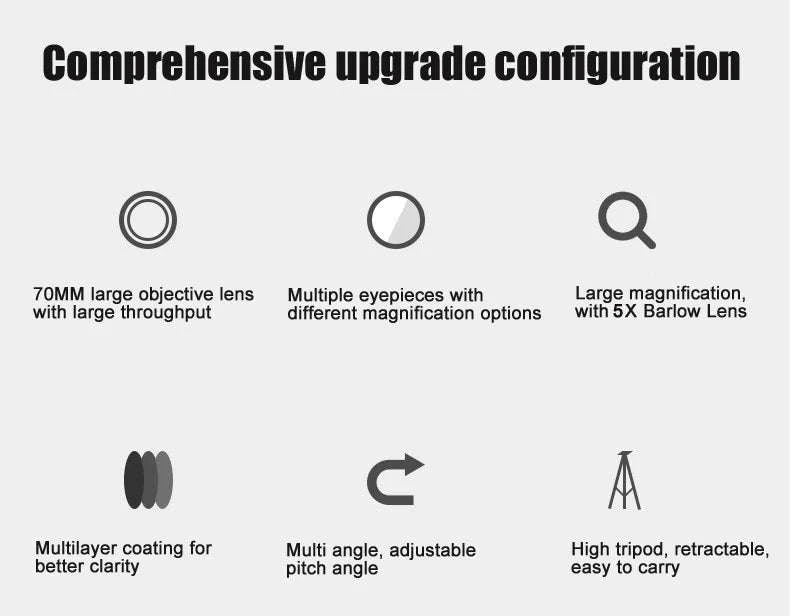 BORWOLF 70400 High-Definition Astronomical Telescope-White