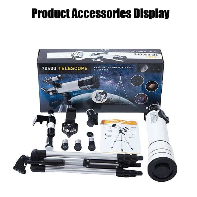 BORWOLF 70400 High-Definition Astronomical Telescope-White