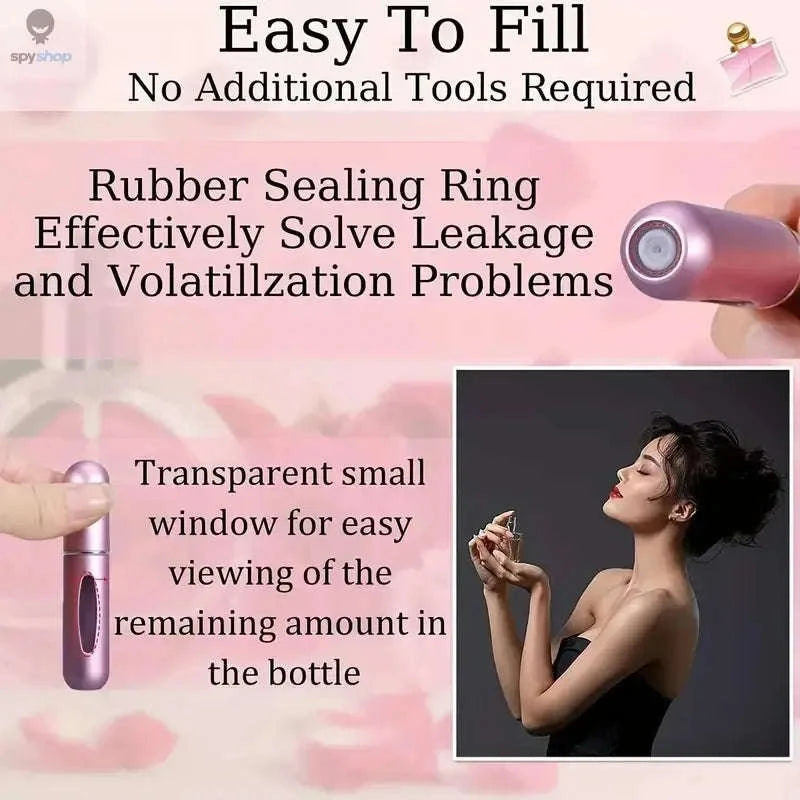 Bottom Charge Perfume Refillable Bottle – 5ml Travel Atomizer with Metal Case-2