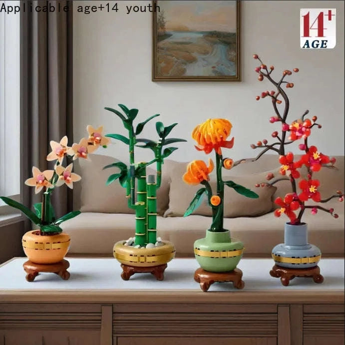 Bouquet Building Blocks Flower Set for Kids and Adults-no box / 4 / China Mainland