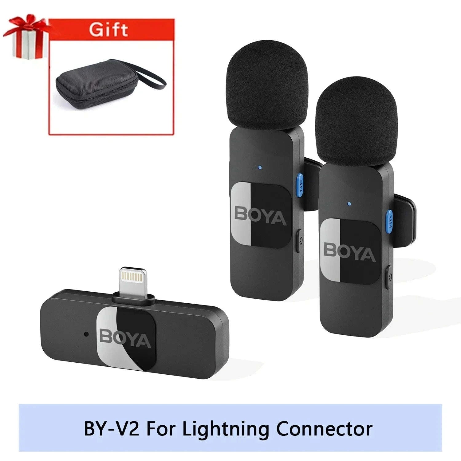 BOYA BY-V Wireless Lavalier Microphone for Smartphones-BY-V2-iOS-gift