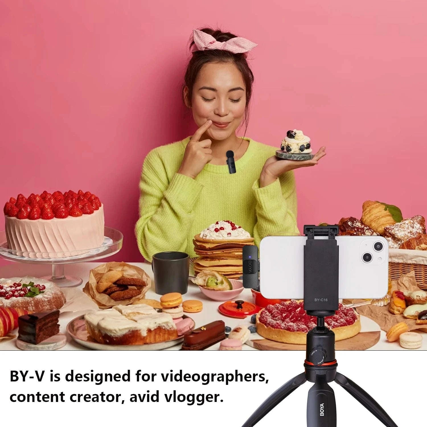 BOYA BY-V Wireless Lavalier Microphone for Smartphones-BY-V2-iOS-gift