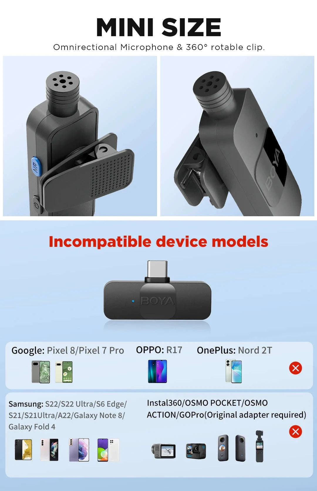 BOYA BY-V Wireless Lavalier Microphone for Smartphones-BY-V2-iOS-gift