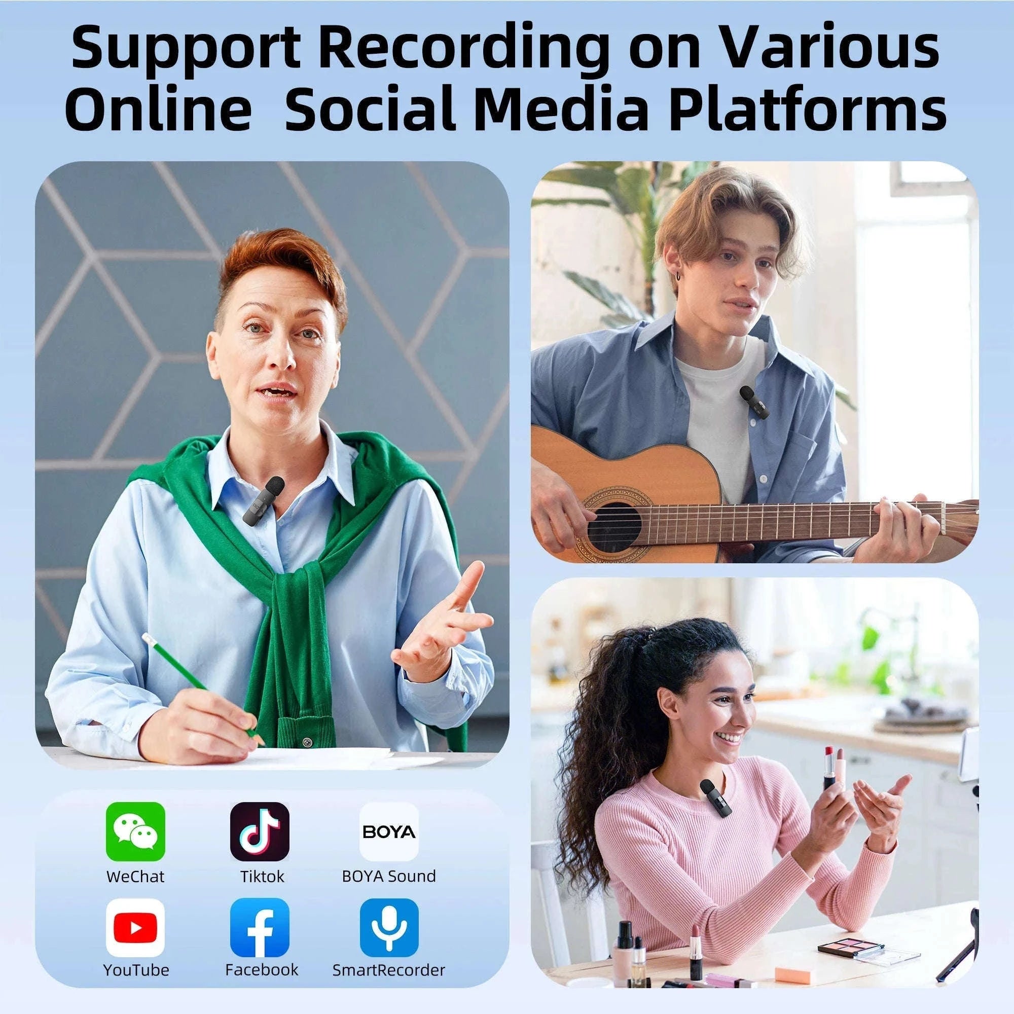 BOYA BY-V2 Wireless Lavalier Microphone for Clear Two-Voice Recording-BY-V1.-Lightning