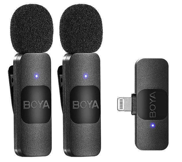 BOYA BY-V2 Wireless Lavalier Microphone for Clear Two-Voice Recording-BY-V1.-Lightning