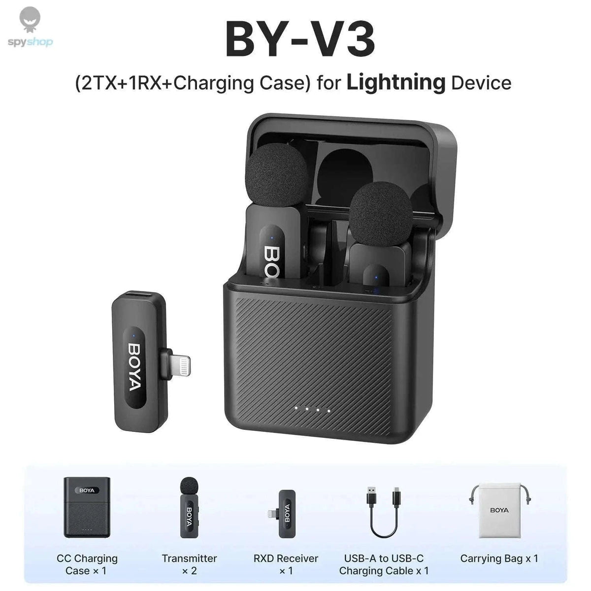 BOYA BY-V3 Wireless Lavalier Microphone for Clear Creator Audio-BY-V10 2.0--Type-c