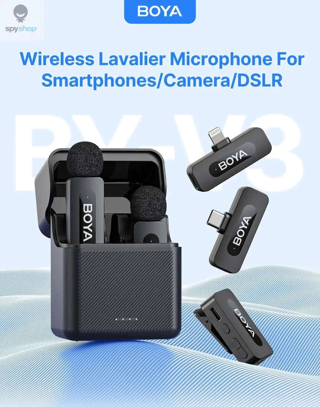 BOYA BY-V3 Wireless Lavalier Microphone for Clear Creator Audio-BY-V10 2.0--Type-c