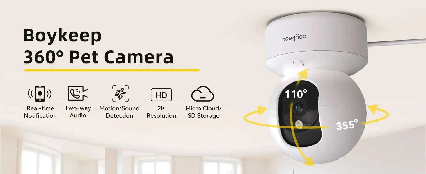 BoyKeep 3MP 360° Pan Pet Security Camera-USB / japan