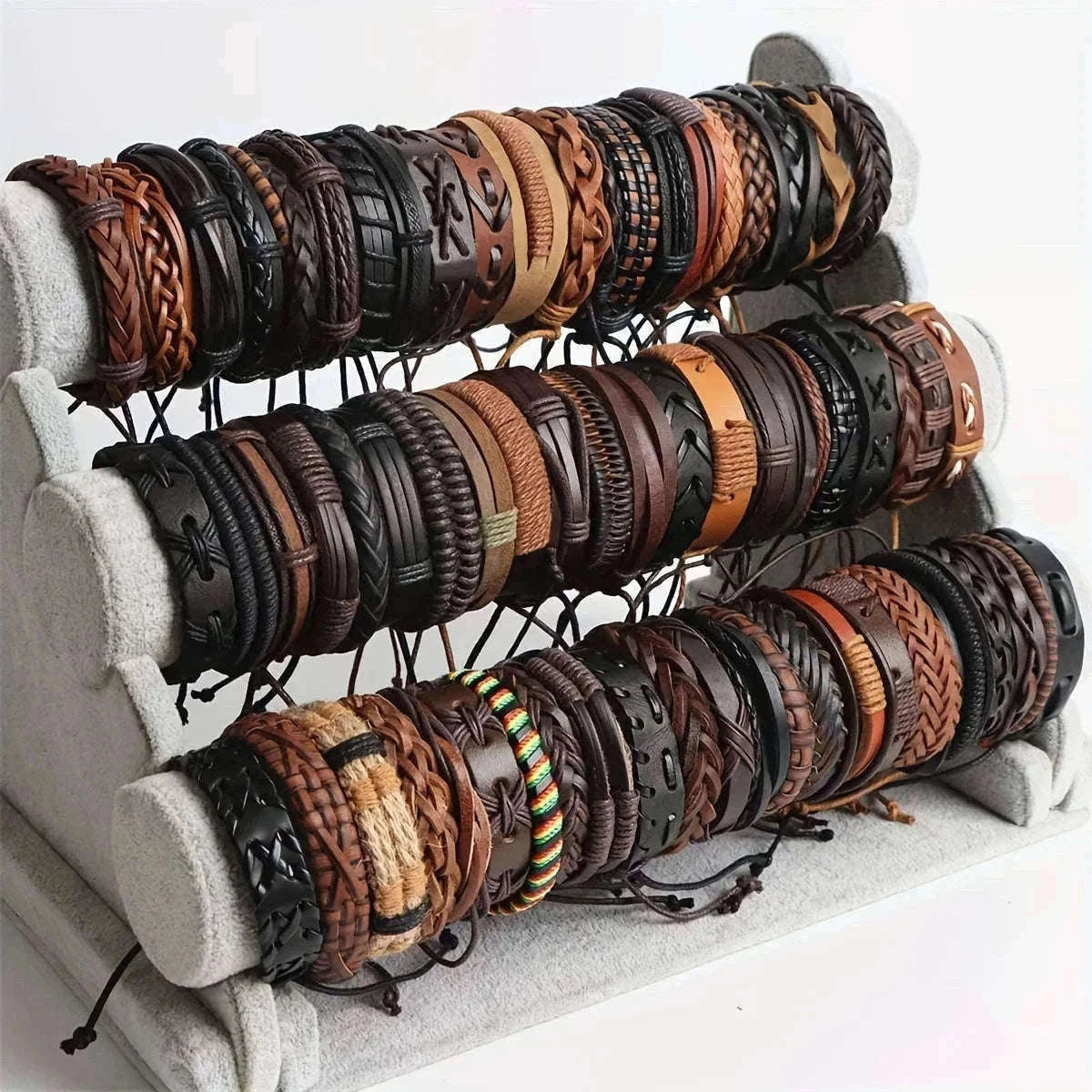 Braided Leather Bracelets Set for Men and Women-Mix20pcs