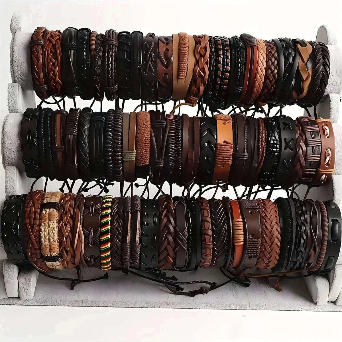 Braided Leather Bracelets Set for Men and Women-Mix20pcs