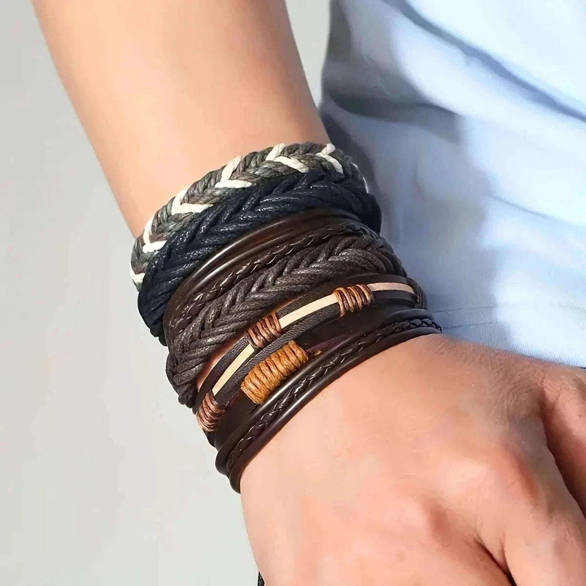 Braided Leather Bracelets Set for Men and Women-Mix20pcs