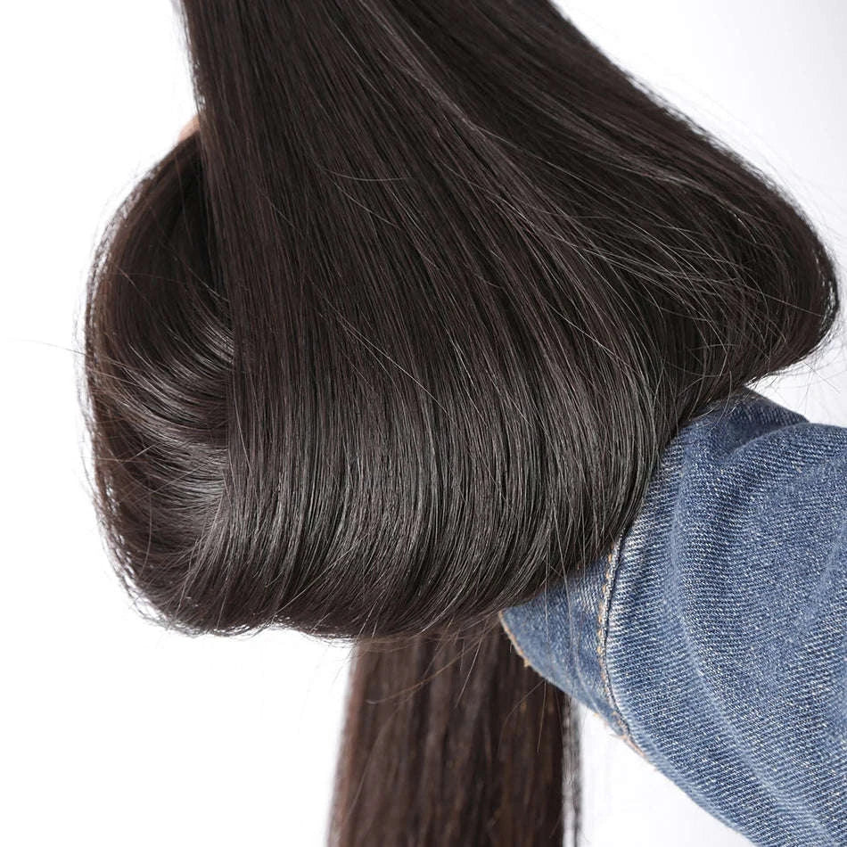 Brazilian Straight Hair Bundles – Natural Human Hair Extensions-Natural Color / Remy Hair / 10A|france|24 24 24