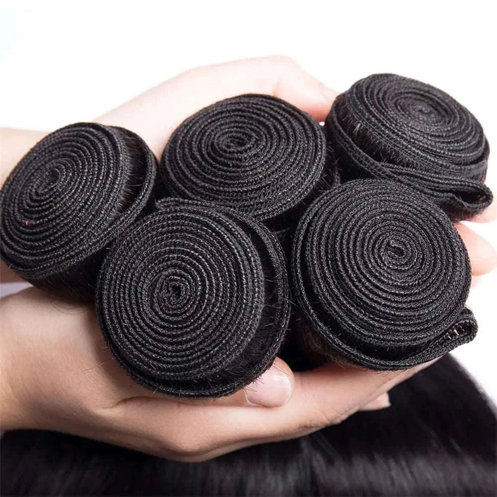 Brazilian Straight Hair Bundles – Natural Human Hair Extensions-Natural Color / Remy Hair / 10A|france|24 24 24