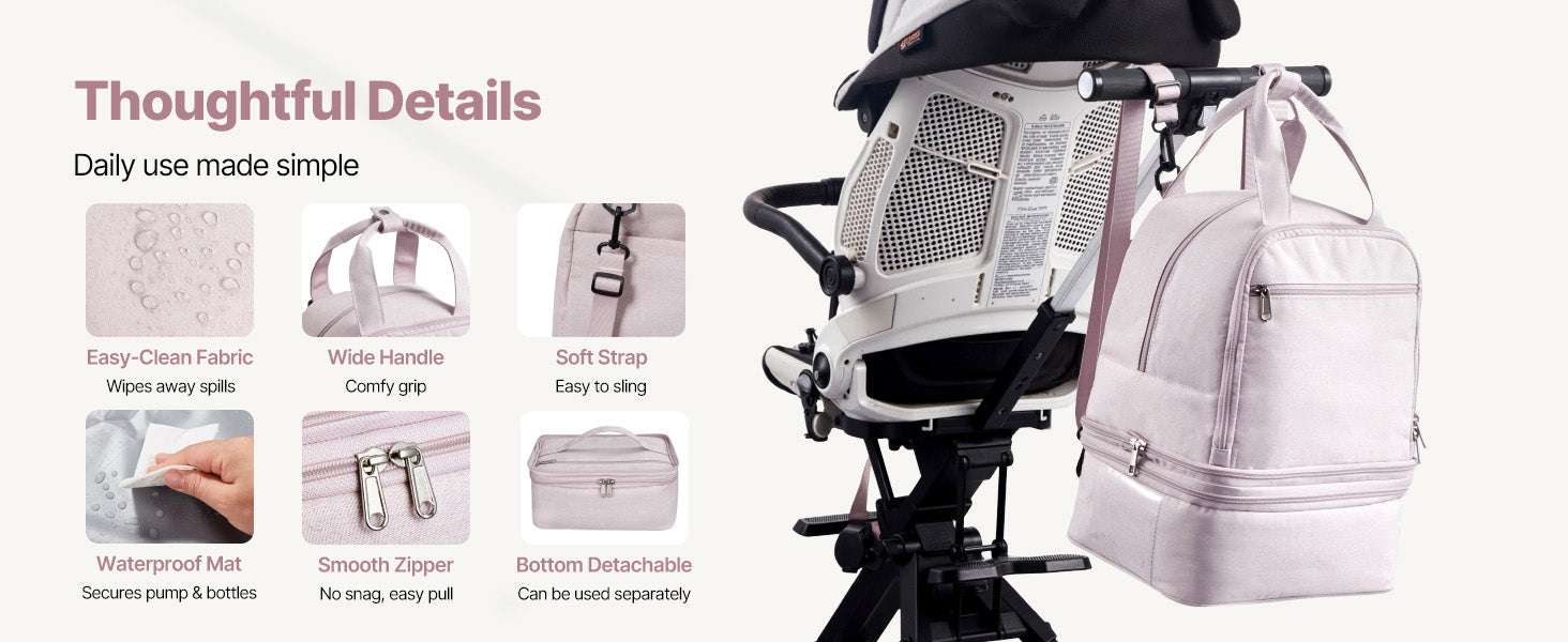 Breast Pump Backpack with Insulated Storage for Travel & Work-Pink / United States