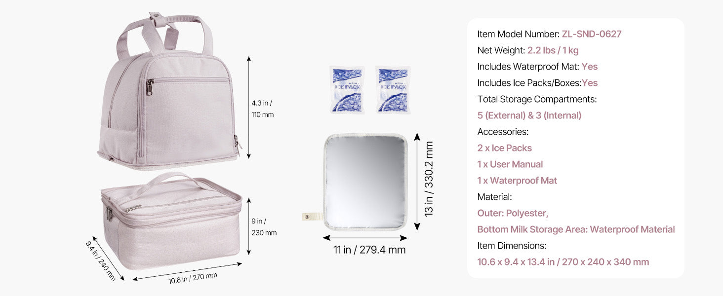 Breast Pump Backpack with Insulated Storage for Travel & Work