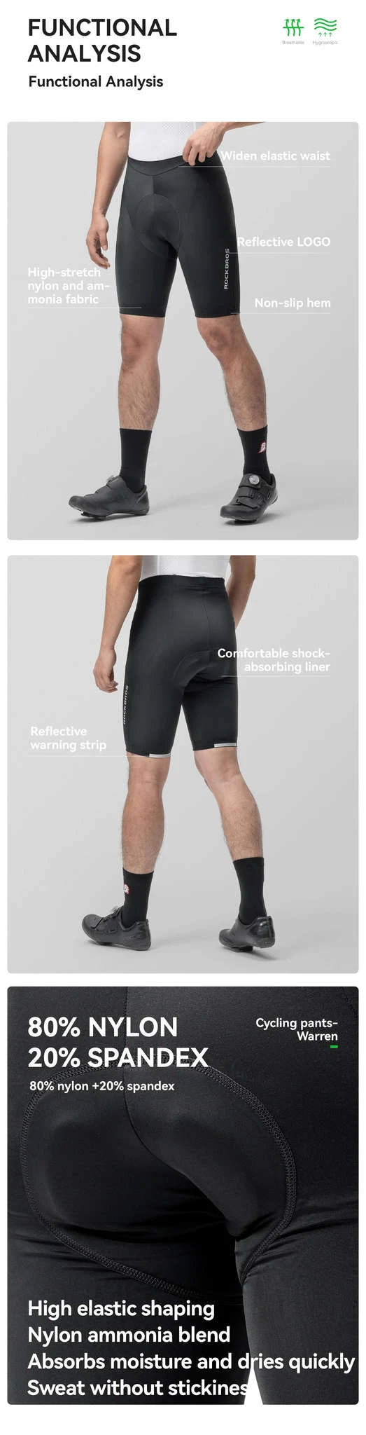 Breathable Cycling Shorts with 3D Sponge Padding for Comfortable Rides-RK1008 / Asian S(EUR XS)