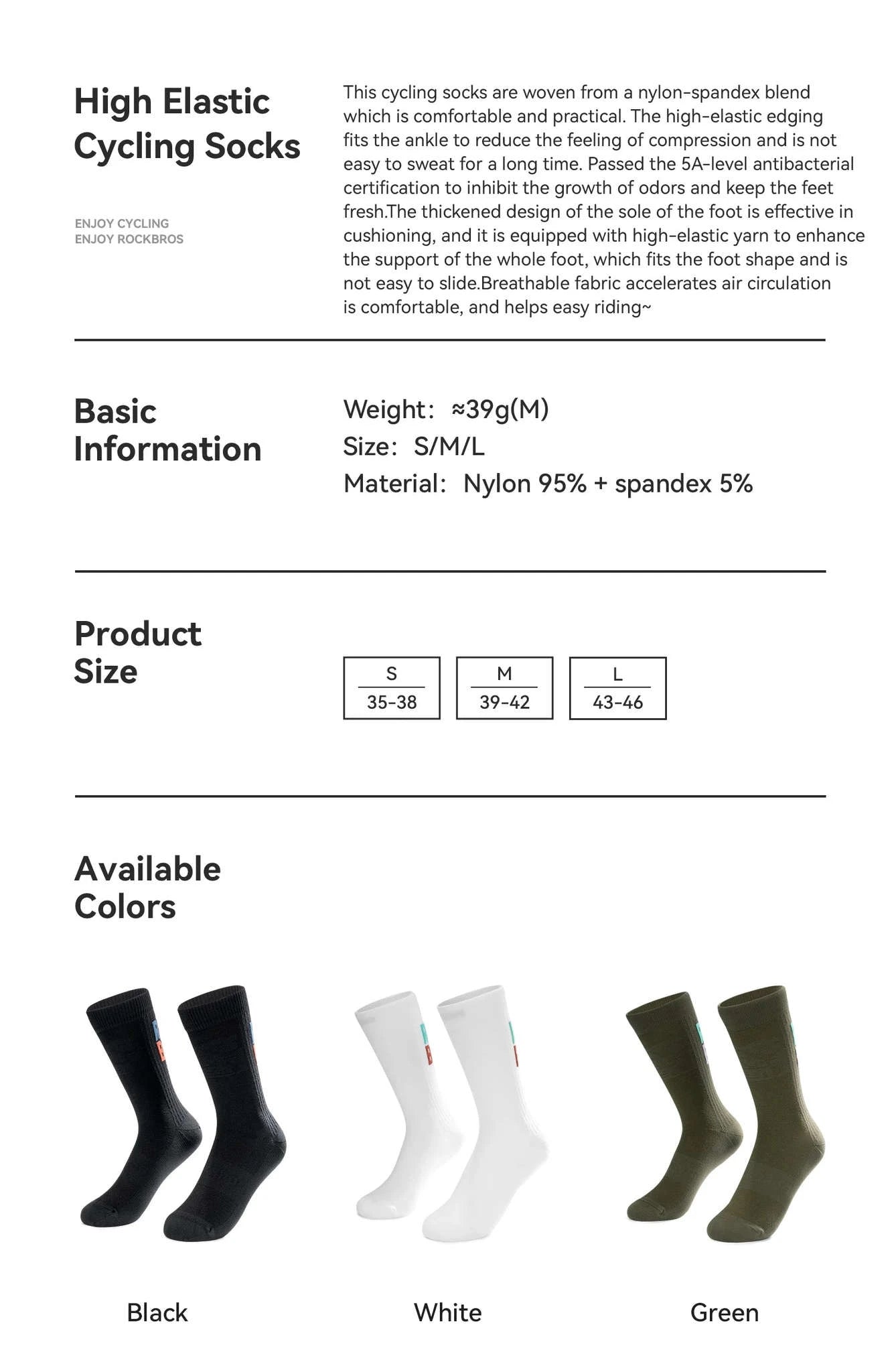 Breathable Cycling Socks Quick-Dry Knee-High for Running & Riding-490068-b / S(EUR 35-38)