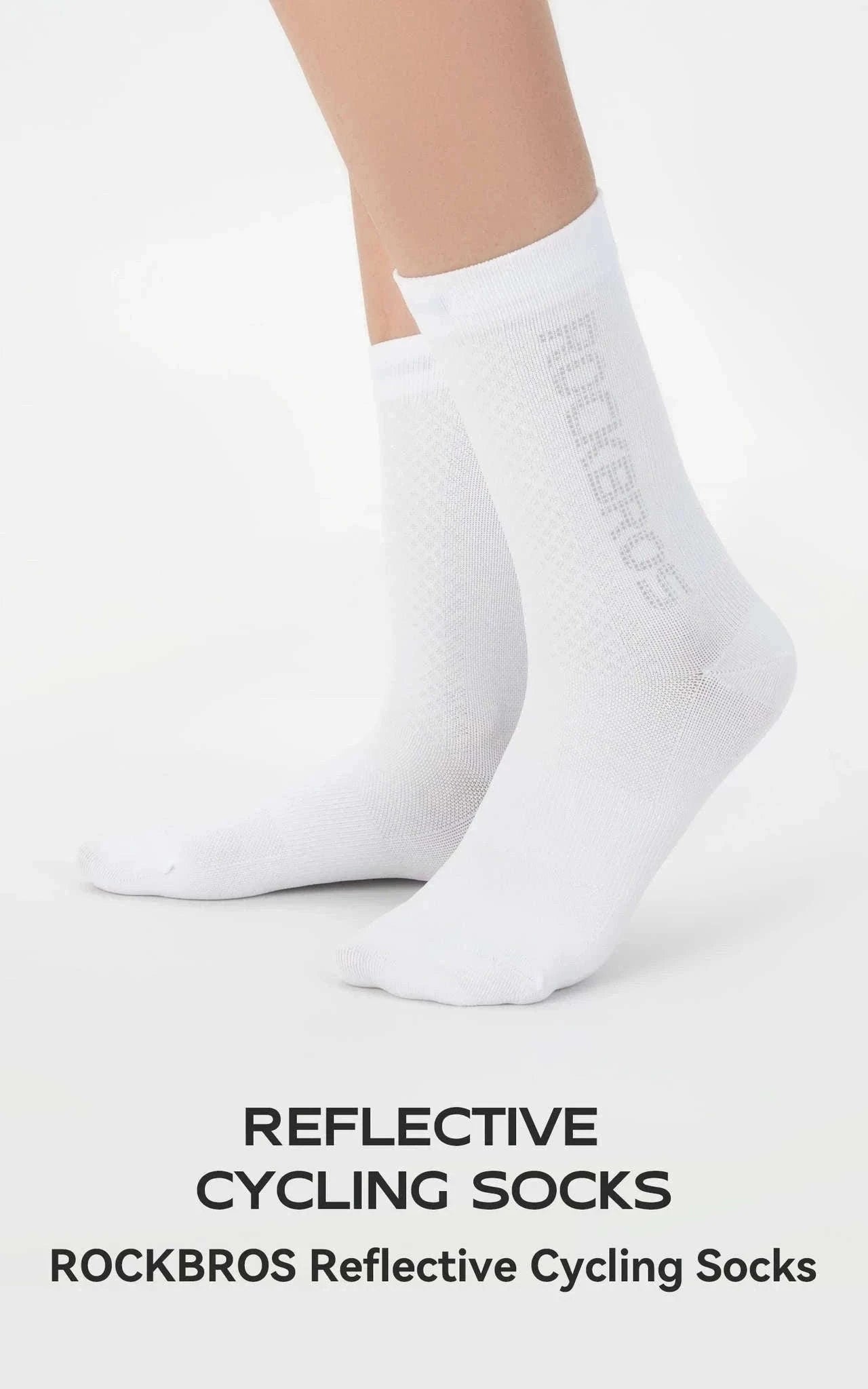 Breathable Cycling Socks with Antibacterial Knit & Reflective Heel-490067-wt / L(EUR 43-46)