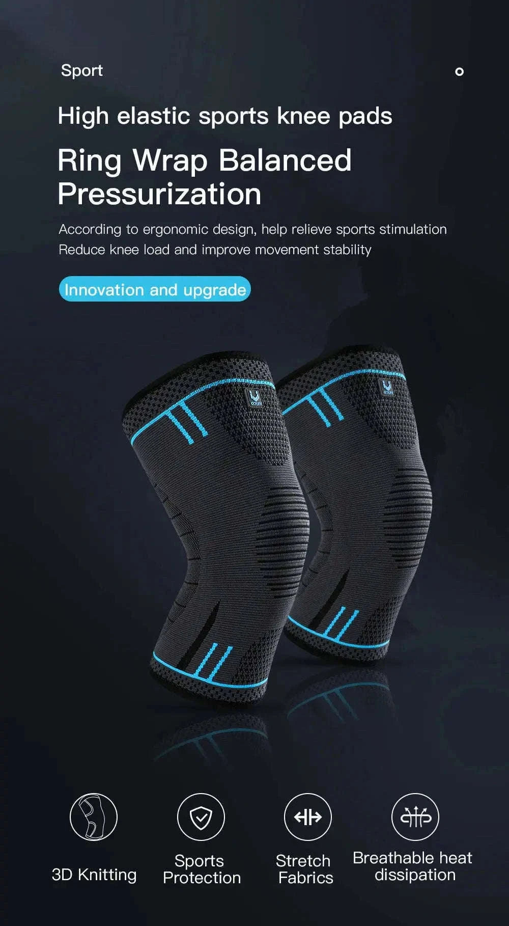 Breathable Elastic Compression Knee Support Sleeve for Training-AB080-RD / XL