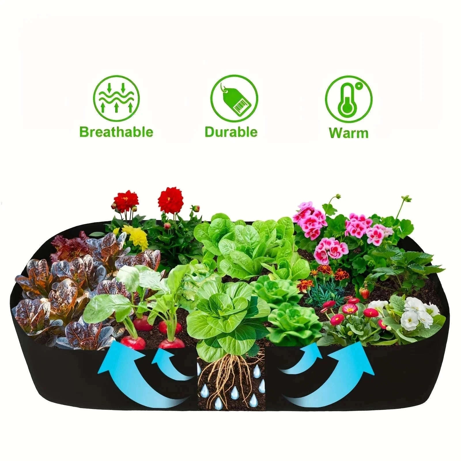 Breathable Fabric Elevated Garden Bed for Herbs and Vegetables-L