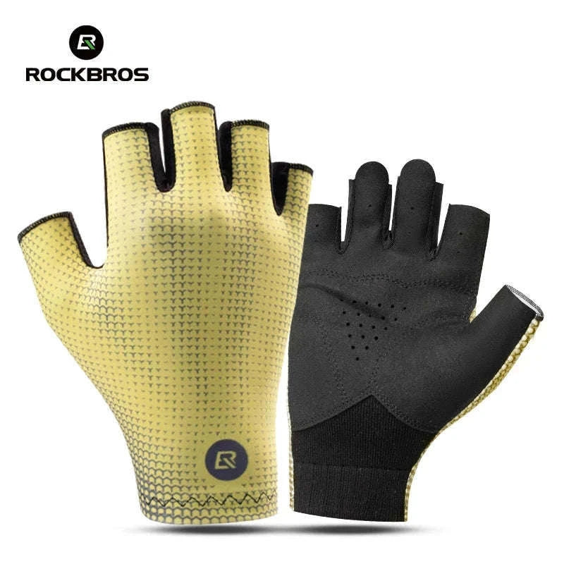 Breathable Half Finger Cycling Gloves with Anti-Slip Grip-S296-yellow / M