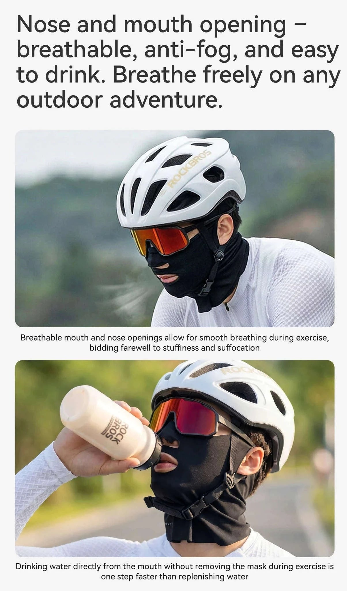 Breathable Ice Silk Face Scarf UV Protection Cycling Mask-MZ024-BK / One Size