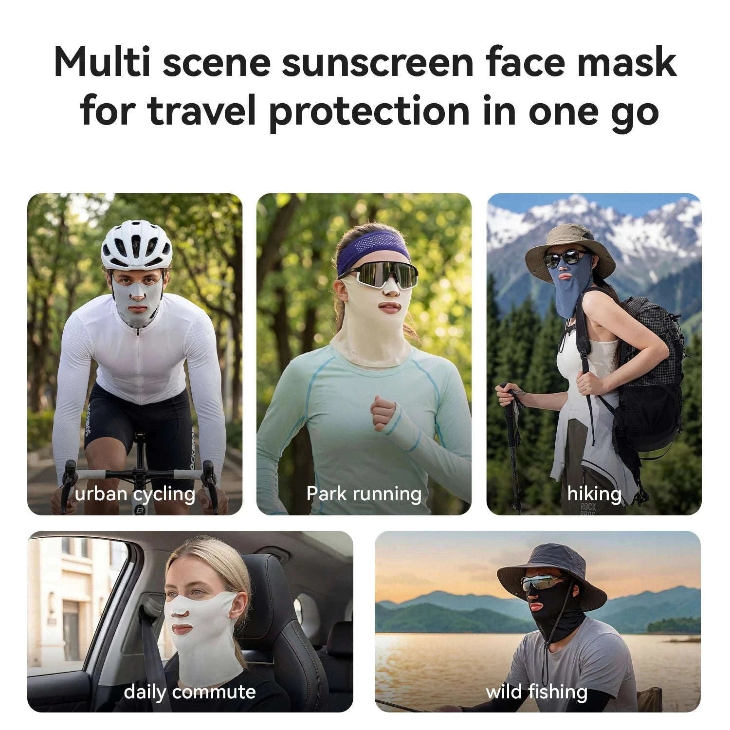Breathable Ice Silk Face Scarf UV Protection Cycling Mask-MZ024-BK / One Size