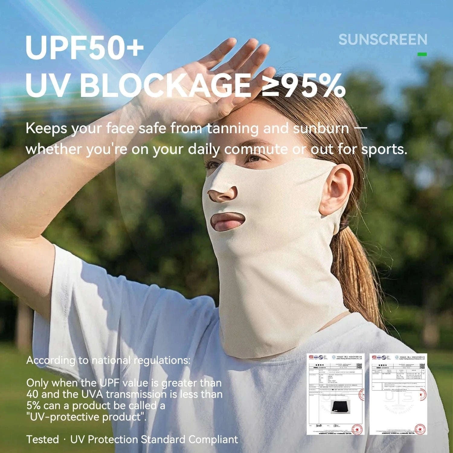 Breathable Ice Silk Face Scarf UV Protection Cycling Mask-MZ024-BK / One Size