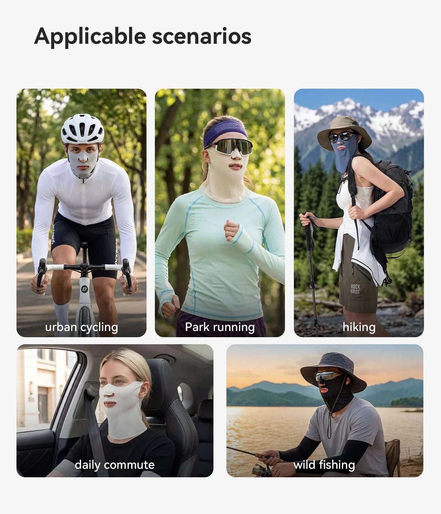 Breathable Ice Silk Face Scarf UV Protection Cycling Mask-MZ024-BK / One Size