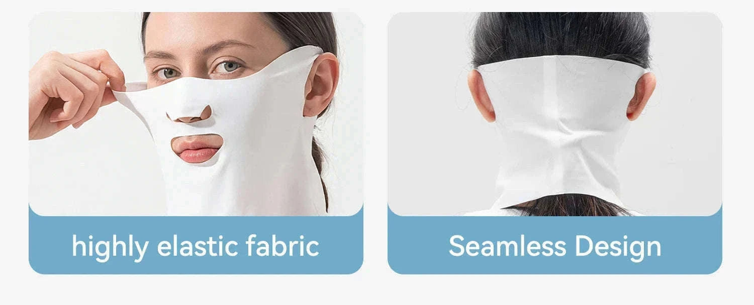 Breathable Ice Silk Face Scarf UV Protection Cycling Mask-MZ024-BK / One Size