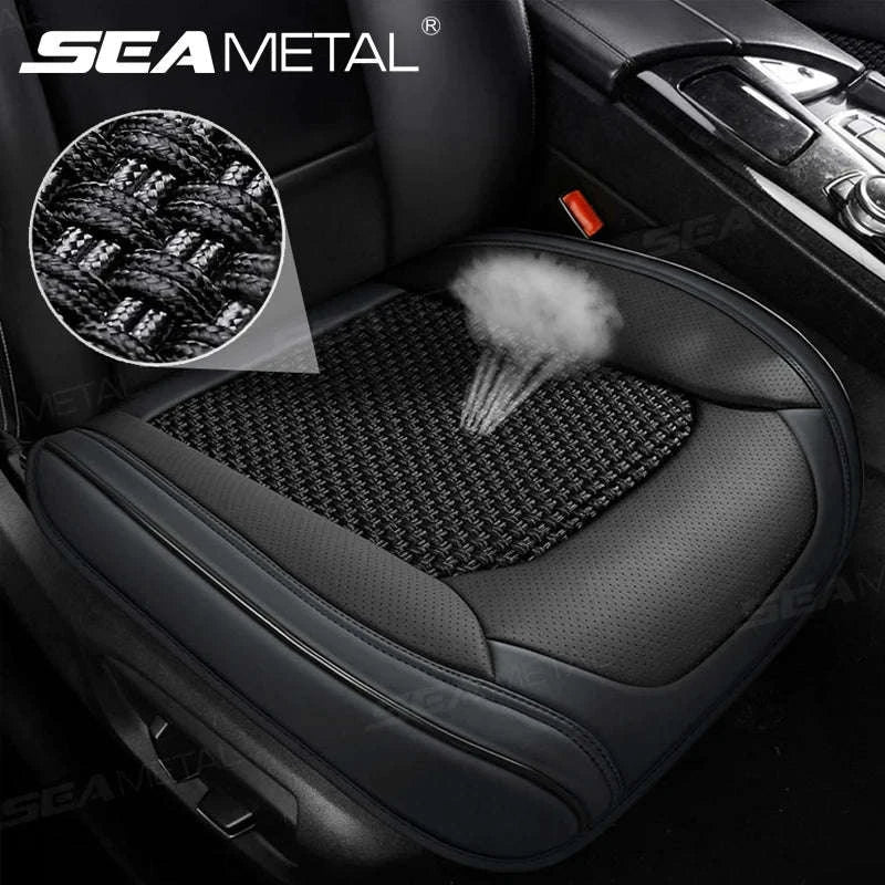 Breathable Ice Silk Front Seat Cover-Black-Front-1pc