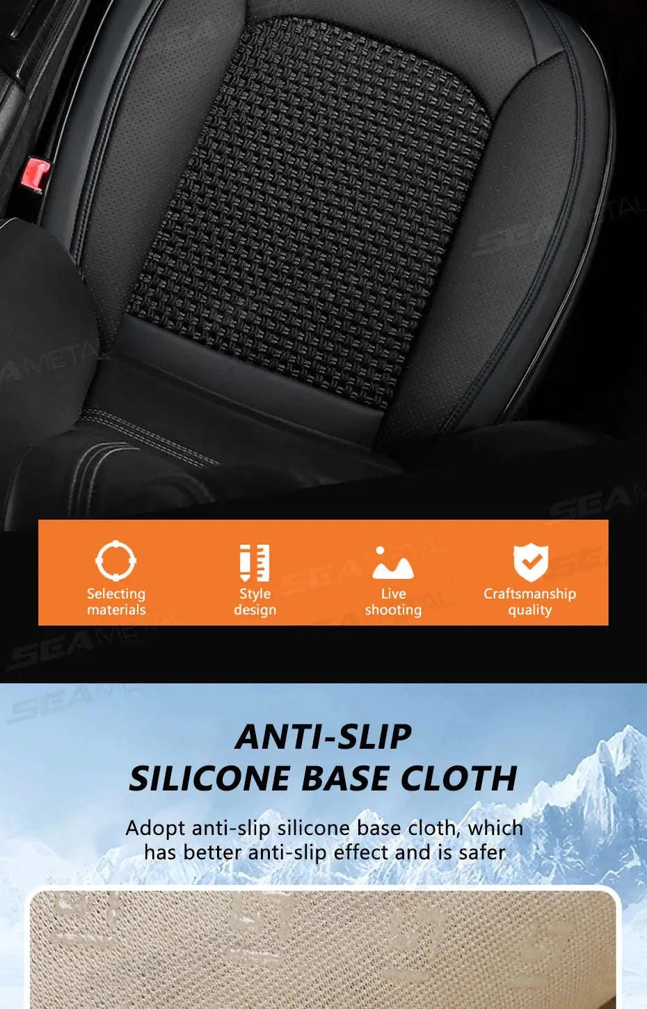 Breathable Ice Silk Front Seat Cover-Black-Front-1pc