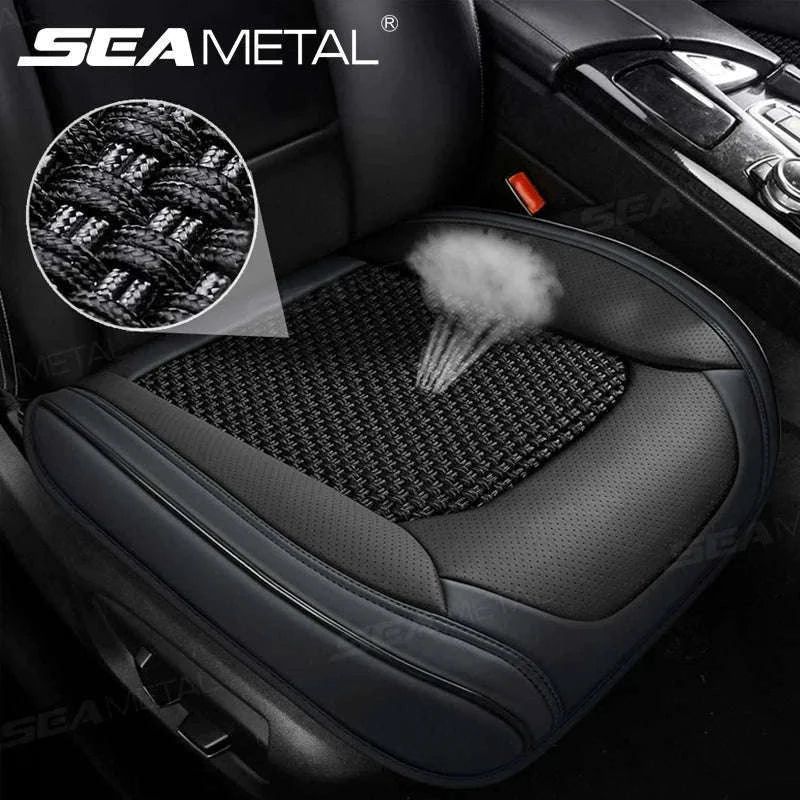 Breathable Ice Silk Front Seat Cover-Black-Front-1pc
