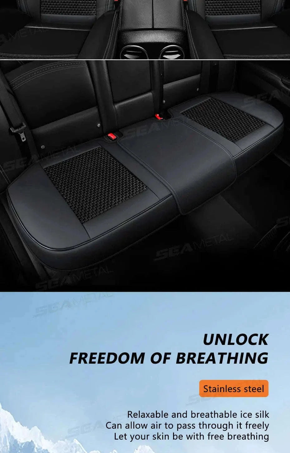 Breathable Ice Silk Front Seat Cover-Black-Front-1pc