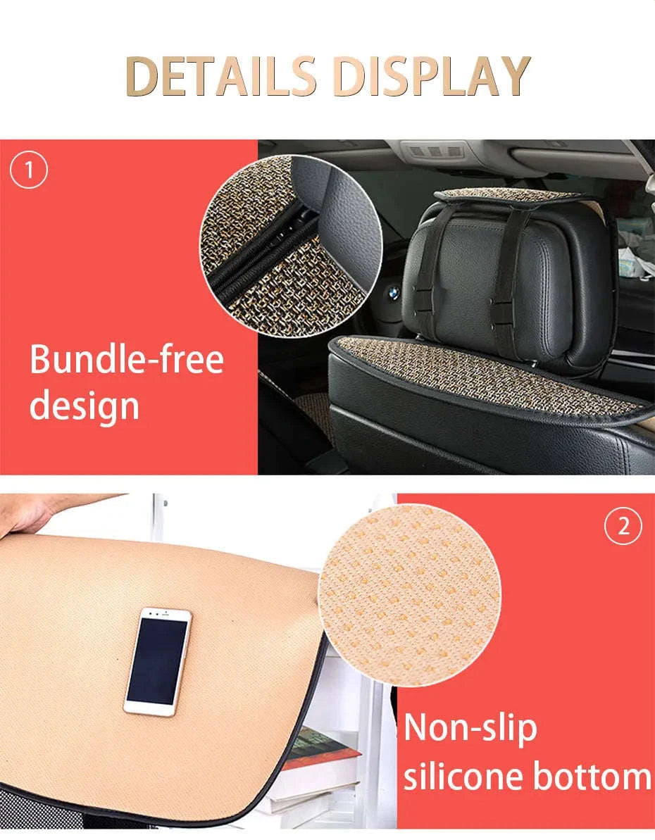 Breathable Linen Car Seat Cover-1PC Front Coffee