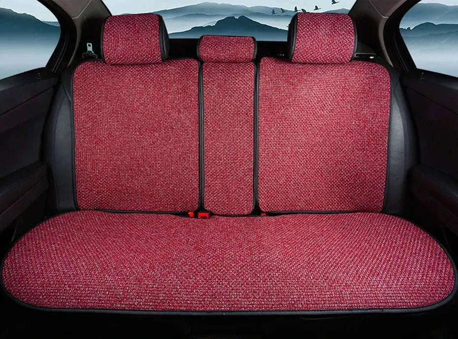 Breathable Linen Car Seat Cover-1PC Front Coffee