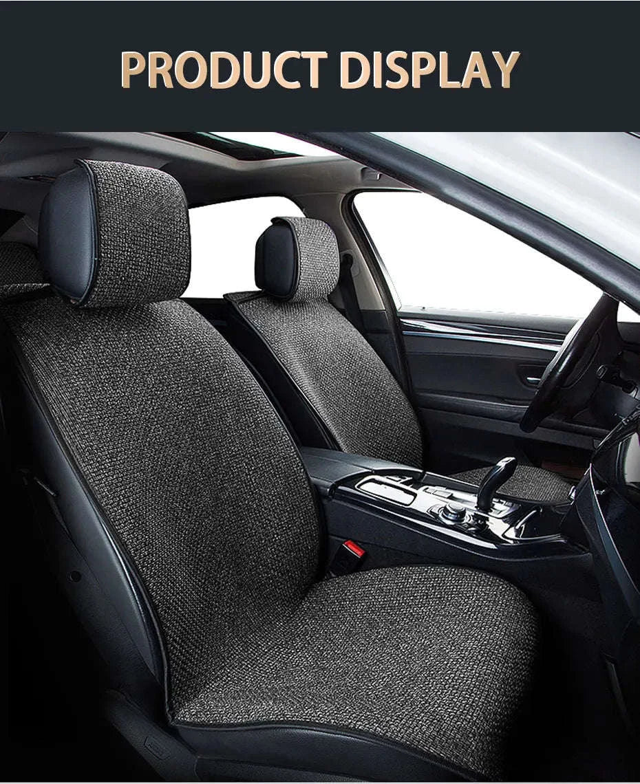 Breathable Linen Car Seat Cover-1PC Front Coffee