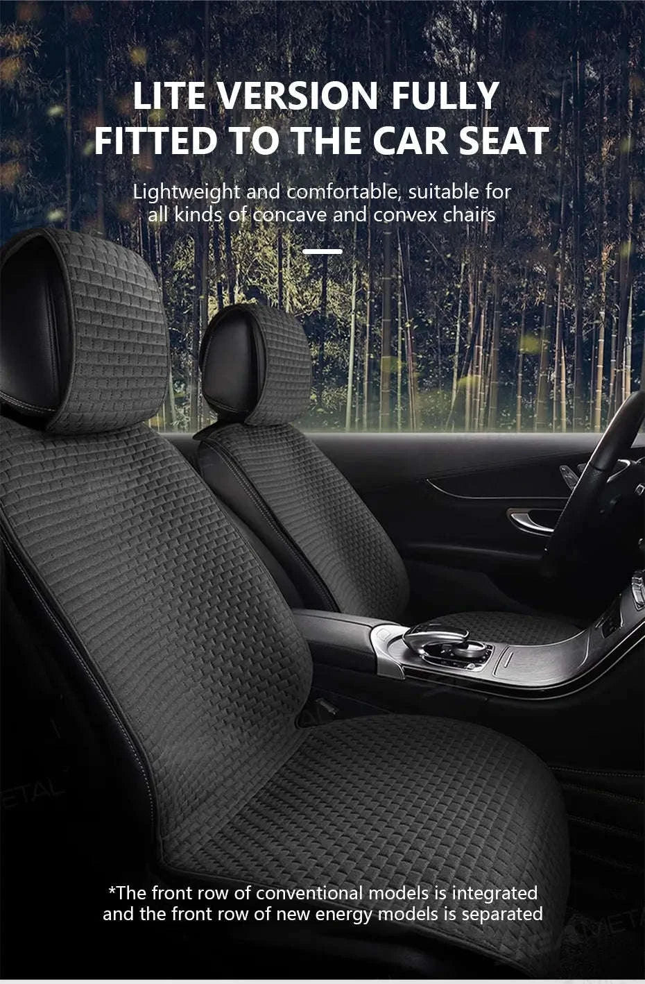 Breathable Linen Car Seat Cover-Gray front 1pc
