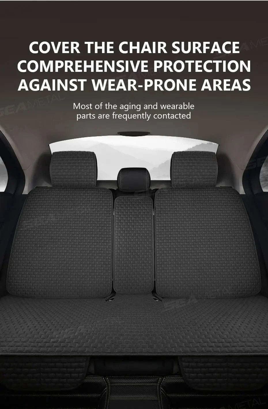 Breathable Linen Car Seat Cover-Gray front 1pc