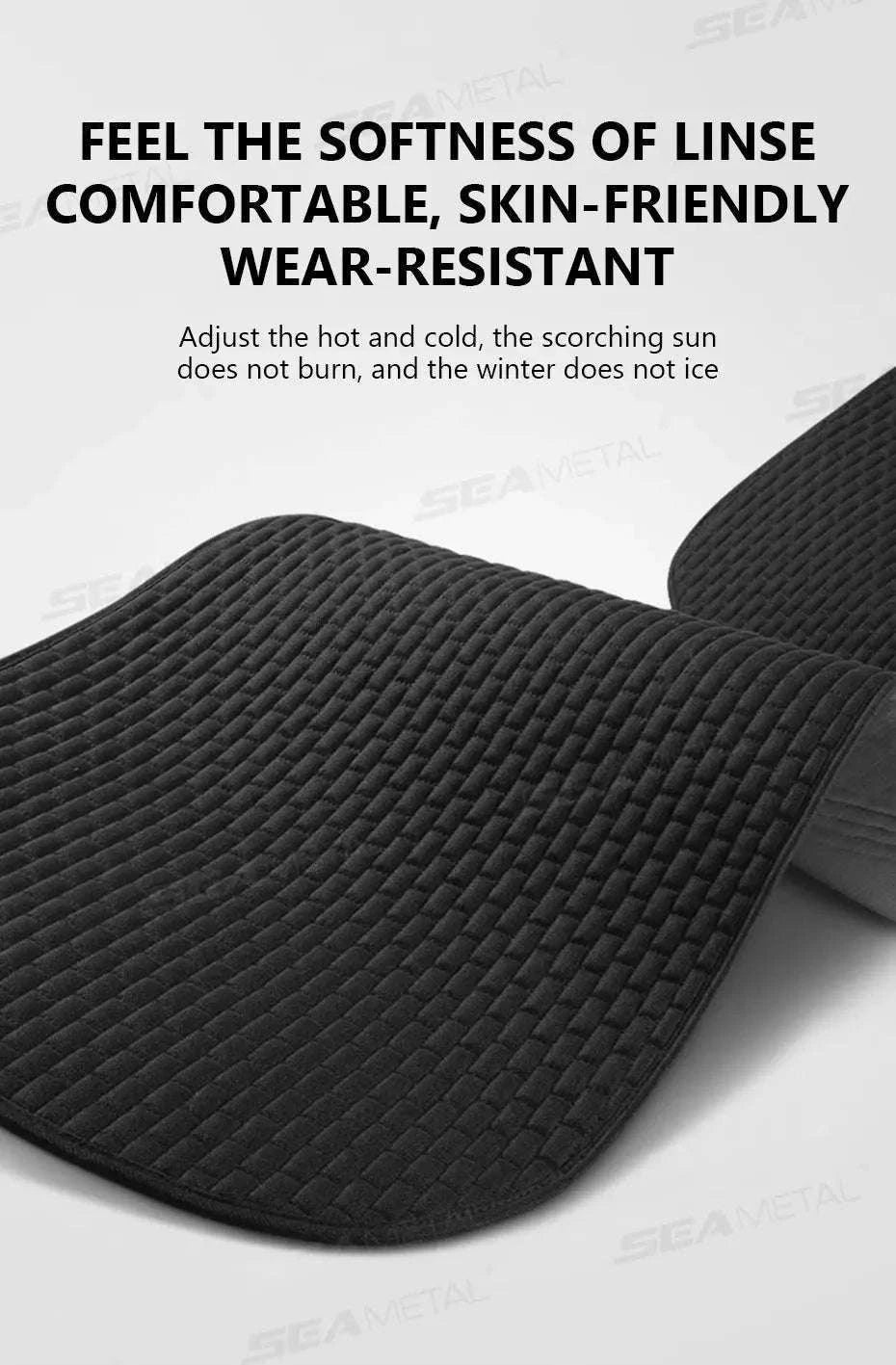 Breathable Linen Car Seat Cover-Gray front 1pc