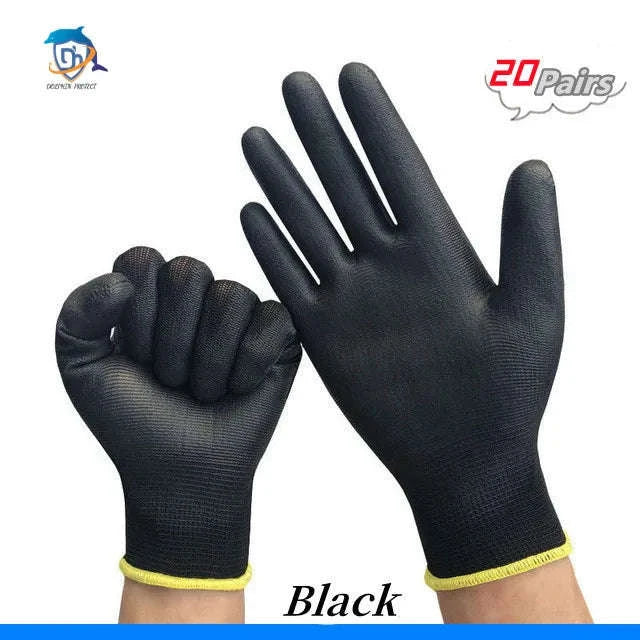 Breathable Polyurethane Work Gloves-Black 30 pairs / M