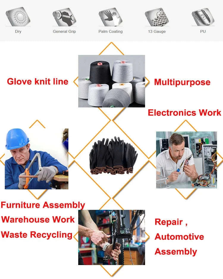 Breathable Polyurethane Work Gloves-Black 30 pairs / M