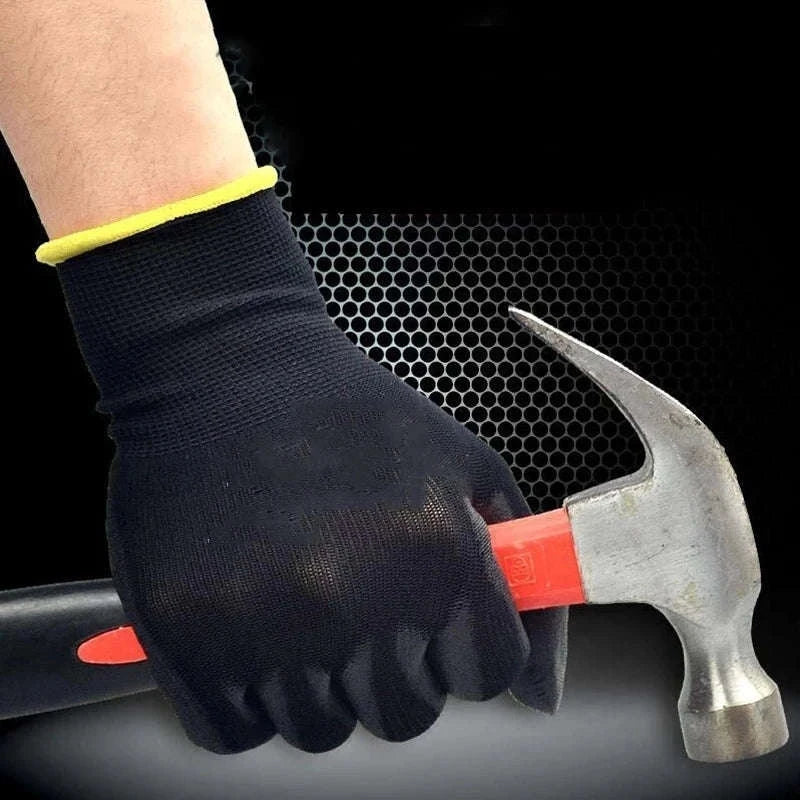 Breathable Polyurethane Work Gloves-Black 30 pairs / M