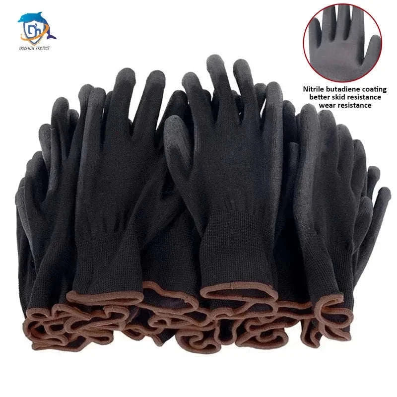 Breathable Polyurethane Work Gloves for Grip and Comfort-Black 30 pairs / M