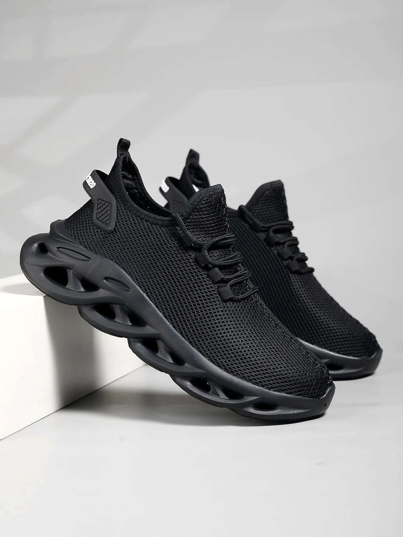 Breathable Running Shoes – Lightweight Mesh Sneakers-Black / 44