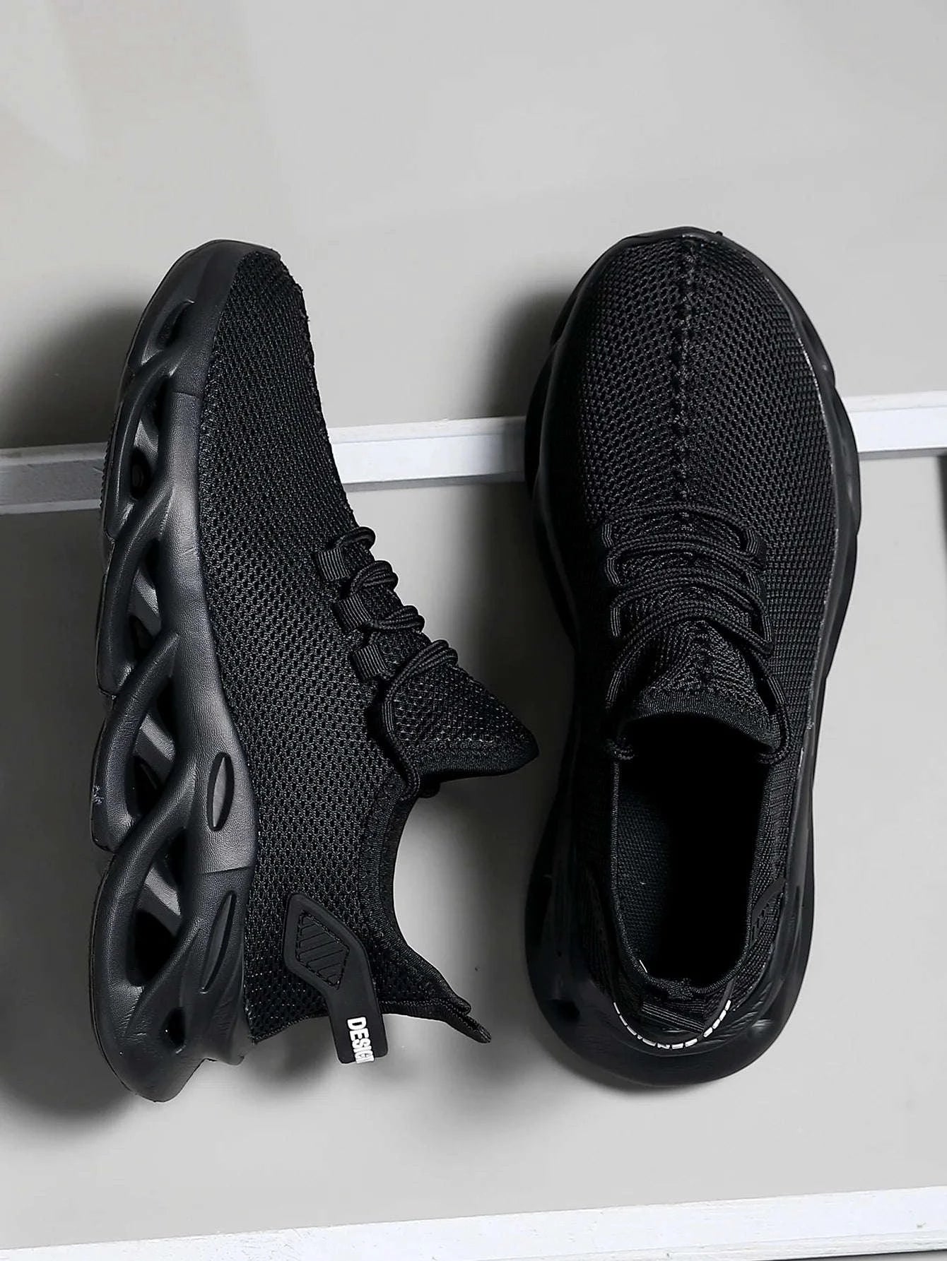 Breathable Running Shoes – Lightweight Mesh Sneakers-Black / 44